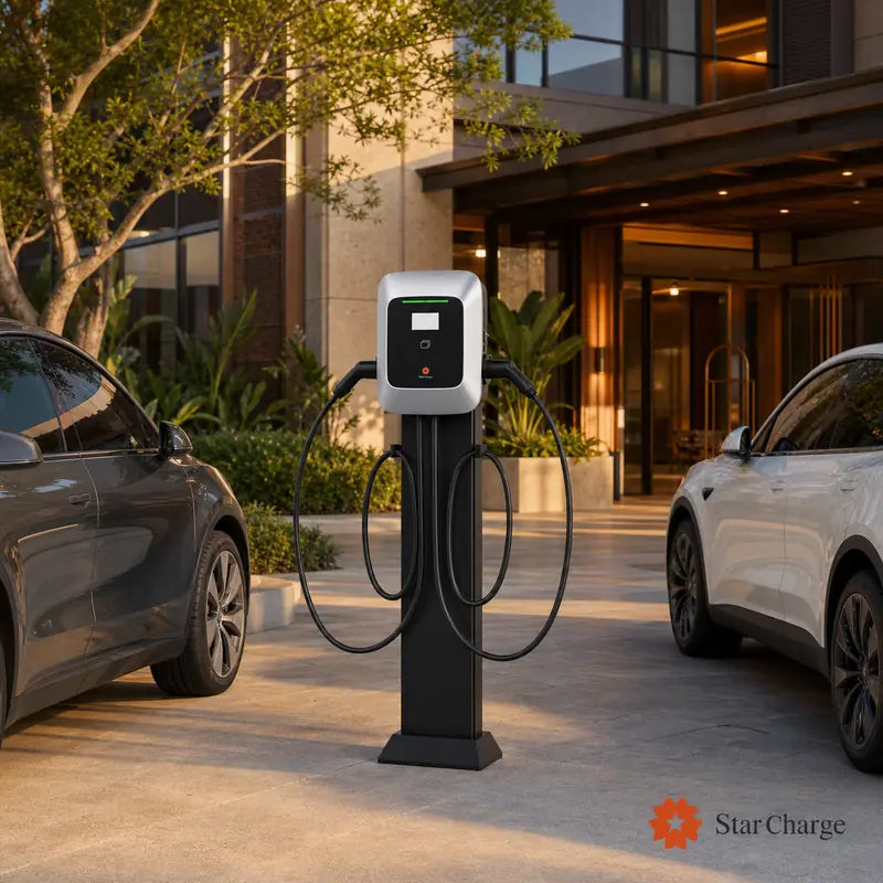 Saturn dual commercial AC charger at a destination parking site