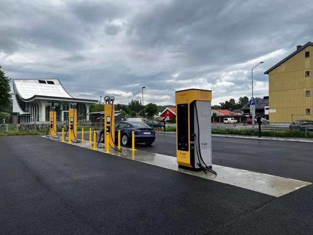 A wider site view showing multiple charging points and parking bays.