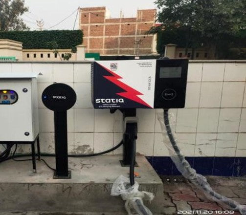 Wall-mounted EV charging equipment installed at an outdoor location.