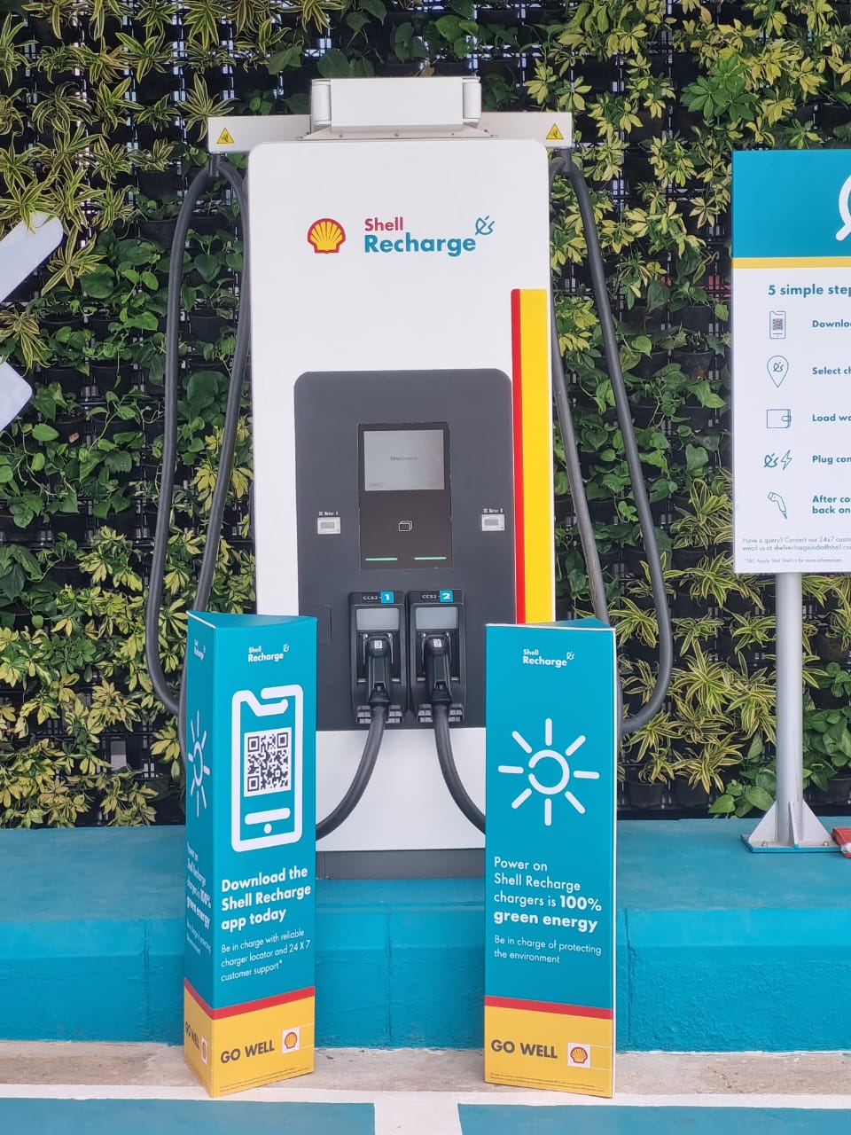 The charging unit displayed with on-site event signage.