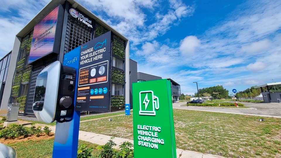 Outdoor EV charging station in Sarawak, Malaysia