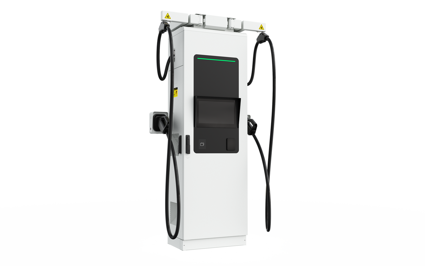 Oberon 60/80kW CCS1 and NACS DC fast charger with overhead cable management