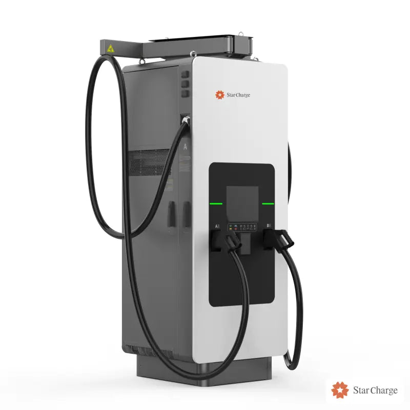 Titan DC fast charger with StarCharge logo, opposite three-quarter view