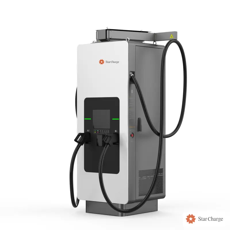 Titan DC fast charger with StarCharge logo, front three-quarter view
