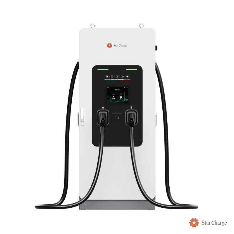 Titan high-power dual-connector DC fast charger with StarCharge logo, front view
